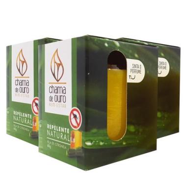 Imagem de Kit 3 Velas Citronela Repelente Aromática Perfumada 60g - Chama de Our