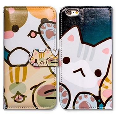 Imagem de Bcov Capa carteira de couro com compartimento para cartão de gato branco para iPod Touch 6 5