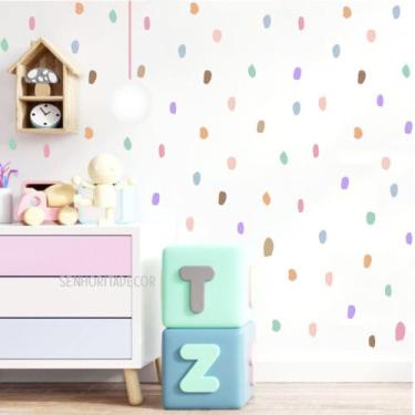 Imagem de adesivo de parede bolinhas irregulares coloridas - Adesivos Kigrude
