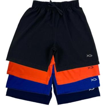Imagem de Kit Com 03 Bermuda de Elástano Infantil e Juvenil Masculina Liso Menin