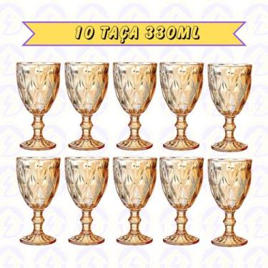 Imagem de 10 Taça Diamante de Vidro Ambar Metalizada 330ML Eventos - Class Home,