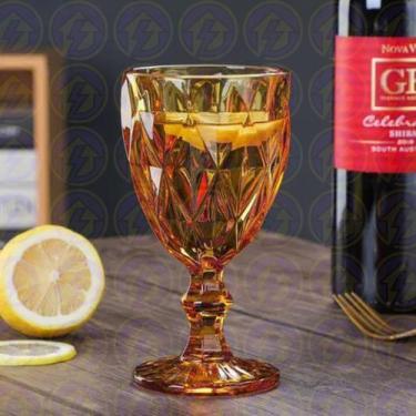 Imagem de 10UNI Taça Copo de Vidro Diamond Ambar Metalizada 330ML - Class Home, 