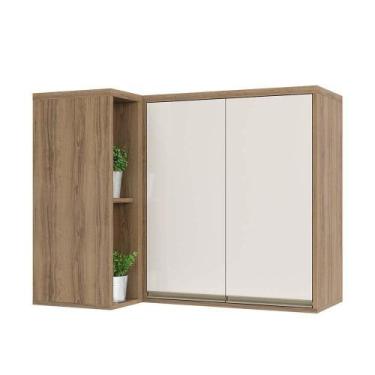 Imagem de Armário Aéreo Canto Reto 95cm 2 Portas 1 Prateleira Mel - LUCIANE MÓVE