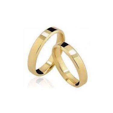 Imagem de Alianças Ouro Casal Casamento Ouro 18 Kilates Casal Par Resistente Ret