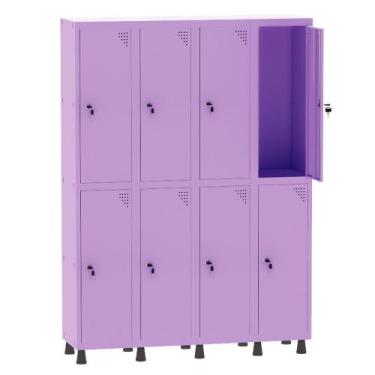 Imagem de Armário Guarda Volume Locker Roupeiro 4 Vãos 8 Portas Aço GRF504/8 Lil