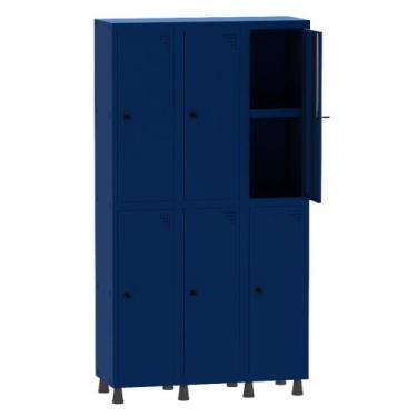 Imagem de Armário Guarda Volume Locker Roupeiro 3 Vãos 06 Portas Com Prateleira 