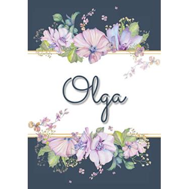 Imagem de Olga: Carnet de notes A5 | Prénom personnalisé Olga | Cadeau d'anniversaire pour femme, maman, sœur, copine, fille ... | Design : floral | 120 pages lignée, Petit Format A5 (14.8 x 21 cm)