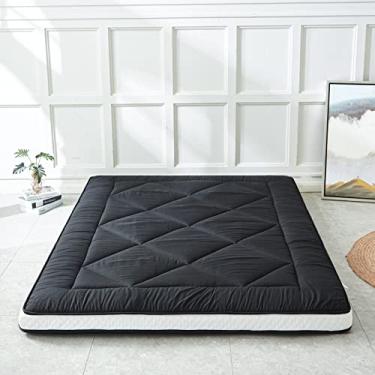 Imagem de Heimorn Colchão de chão japonês, colchão futon japonês, colchão de dormir sólido espesso dobrável e portátil colchão de acampamento com capa à prova de poeira, preto Full-XL