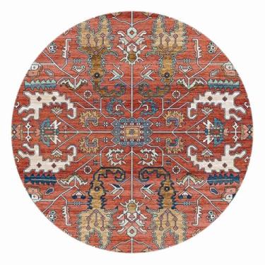 Imagem de Tapete redondo para ambientes internos, vintage, corredor, círculo, tapete redondo, estampa floral, antiderrapante, com suporte de borracha para sala de estar, sala de jantar, quarto, entrada (flor