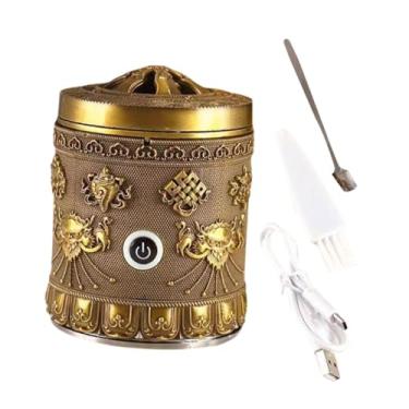 Imagem de Bothyi Suporte de incenso elétrico, decoração de fragrância para casa, ornamento de peça central de mesa para mesa, ioga, sala de estar, Bronze