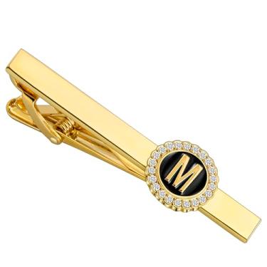 Imagem de HAWSON Conjunto de clipes de gravata e abotoaduras de 5,5 cm para homens, ouro 18K ou prata (inicial A-Z), adequado para camisa de punho francês e camisa social, acessórios de moda masculina para uso