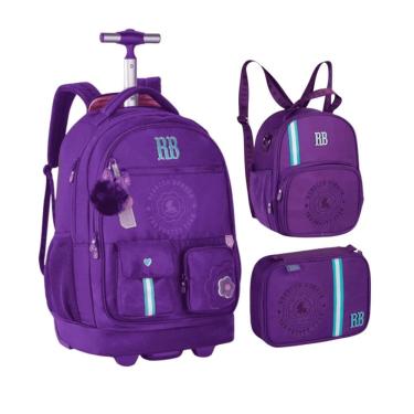 Imagem de Kit Mochila de Carrinho Rebbeca Bonbon College Lancheira e Estojo RB24544