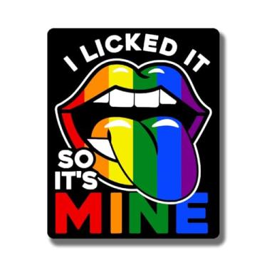 Imagem de Ímã I Licked It So It's Mine - LGBTQ Pride Ally Love Ímã de bandeira de arco-íris - Ímã de superfície de metal de geladeira de carro e caminhão - 12 cm no lado mais longo - Feito nos EUA - AAMT0187