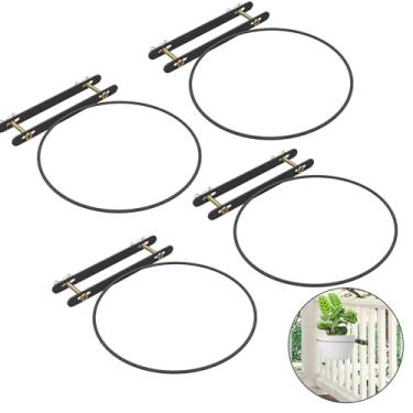 Imagem de Vercome Suporte Para Vasos De Flores Suspensos, Corrimão Para Deck, Recipiente Para Plantas, Suporte Para Vasos Redondos (10"), Balde Suspenso, Suporte Para Vasos De Flores Para Pátio, Varanda, Plan