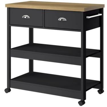 Imagem de Aparador Carrinho Café 2 Gavetas 85 cm BA135 Preto Dtall