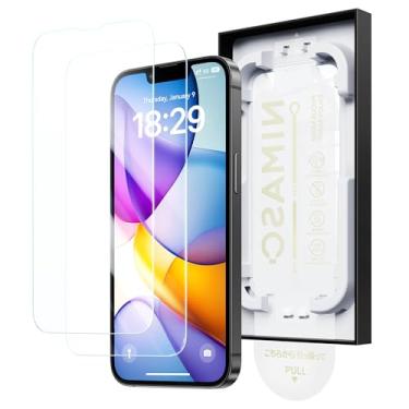 Imagem de NIMASO Protetor de tela para iPhone 16e/13 Pro/13/14, pacote com 2 películas de vidro temperado transparente HD para iPhone 16e com caixa sem bolhas e poeira, instalação instantânea (6,1 polegadas)