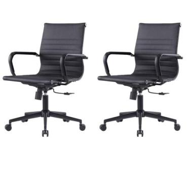 Imagem de Kit 2 Cadeiras Escritório Manhattan Black Esteirinha Diretor Fratini P