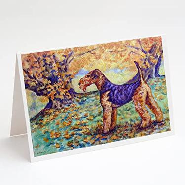 Imagem de Caroline's Treasures 7343GCA7P Outono Airedale Terrier Cartões e Envelopes Pacote com 8, 7 x 5, multicolorido