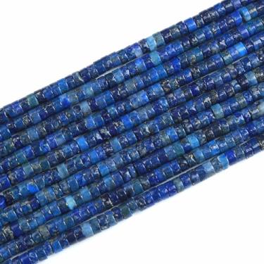 Imagem de 150 peças 2 x 4 mm natural lápis-lazúli jaspers contas em forma de tubo soltas cilindro redondo plano espaçador plano contas de pedra verde para pulseira brincos fabricação de joias