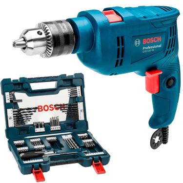Imagem de Furadeira gsb 550 re 127V + Kit Brocas e Bits V-Line 91 Peças Bosch