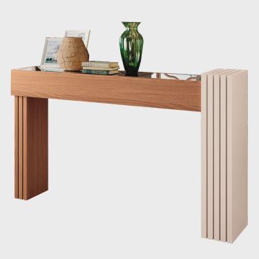 Imagem de Aparador para Sala de Estar com Espelho Mary Nature/Off White - Montanaris Decor