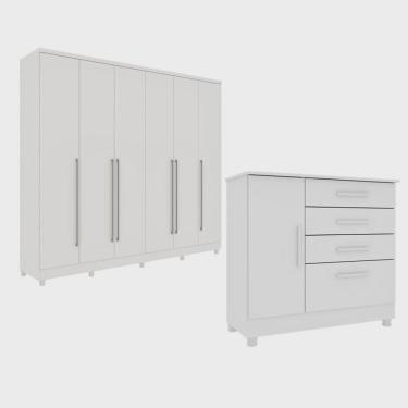 Imagem de Guarda-Roupa 6 Portas Portugal E Comoda 4 Gavetas Chicago Com Pés Espresso Móveis Neve