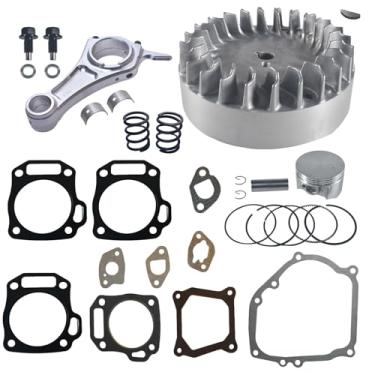 Imagem de Biela de alumínio de 8,4 cm + tarugo 0,020 e volante de 10 krpm com mola de válvula de 8,2 kg e kit de pistão de topo plano de 70 mm para Honda GX200 Non-Hemi Engine Go Kart Cart