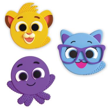 Imagem de Mordedor Bolofofos Bebê +4 Meses Pow Rick Sophie Massageador Gengiva Macio Pais e Filhos