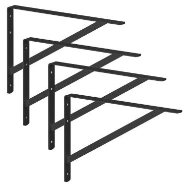 Imagem de Kit 4 Suporte Prateleira Mão Francesa Pesada Aço 50Cm Preto