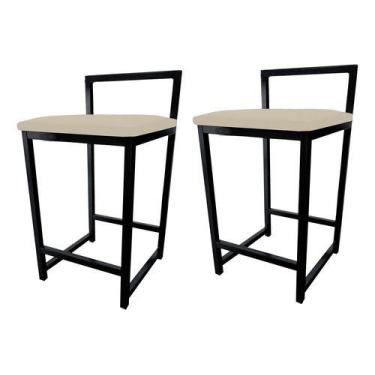 Imagem de Kit 2 Banqueta Baixa Quadrada Industrial Cozinha Balcão Bar - Moveraço