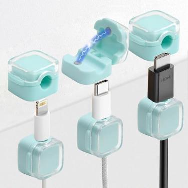 Imagem de GMMA 6 clipes de gerenciamento de cabos para casa, escritório, mesa, cabo, organizador, acessórios, carregador, USB, organizador de fios, suporte para mesa de cabeceira automotivo (azul)