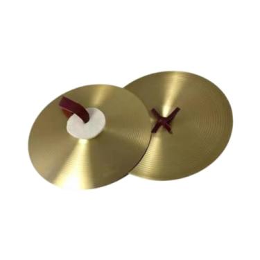 Imagem de Esquirla 2pcs Crash cymbals Instrumento musical de alta dureza resistente Som brilhante Liga de prato manual Tradicional para o show de palco, 16 Inch
