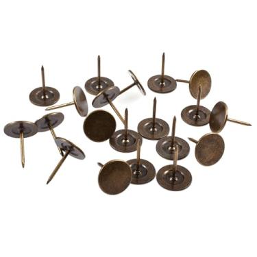 Imagem de Skweawert 200 tachinhas de polegar de cabeça plana de 11 x 17 mm (0,43 x 0,67"), aderência de estofamento para decoração de porta de sofá de móveis, tachas de hardware estilo vintage, pinos de pressão