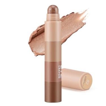 Imagem de Apooliy Lápis de sombra de 4 cores, caneta de sombra fosca cremosa, caneta iluminadora de rosto e olhos, sombra nude de giz de cera altamente pigmentada