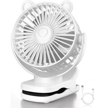 Imagem de GOTOTO Ventilador de encaixe, ventilador portátil recarregável com bateria de 2000 mAh, ventilador de carrinho com design de clipe poderoso, 3 velocidades do vento, rotação de 360°, ventilador pessoal