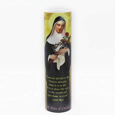 Imagem de Saint Rita of Cascia, LED Flameless Devotion Prayer Candle, Religious Gift, 6 Hour Timer for More Hours of Enjoyment and Devotion! Dimensions 8.1875" x 2.375"