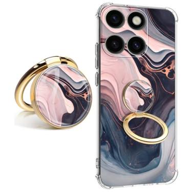 Imagem de CLATUK Capa para Motorola Moto G Stylus 2025 5G [Marble Slim] + [Proteção antiqueda à prova de choque] Capas de telefone femininas elegantes de TPU macio de 6,7 polegadas (noite com suporte)