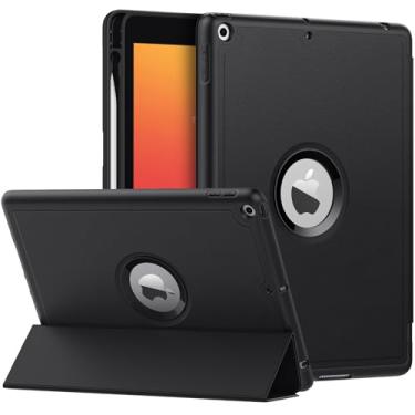 Imagem de MoKo Capa para iPad 9ª geração 2021/iPad 8ª geração 2020/iPad 7ª geração 2019 com suporte para caneta, capa para iPad 10.2 com suporte traseiro de TPU macio, ativar/hibernar automaticamente, preta