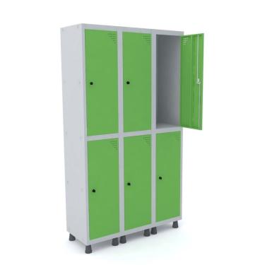 Imagem de Guarda Volume Roupeiro 6 Portas Aço Grp 503/6 Pandin Móveis Cinza/Verde Miró
