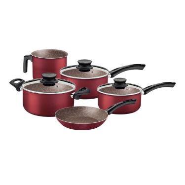 Imagem de Conjunto De Panelas Paris 5 Peças Em Alumínio Antiaderente Vermelho - Tramontina 28599701