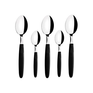 Imagem de Conjunto Chá E Sobremesa Ipanema 24 Peças Lâminas Aço Inox Cabo Preto Ptop - Tramontina