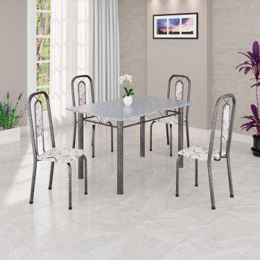 Imagem de Conjunto Sala de Jantar com 4 Cadeiras Lara Arabesco/ Prata