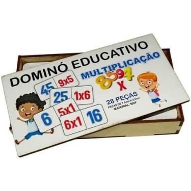 Imagem de DOMINÓ EDUCATIVO PEDAGÓGICO MATEMÁTICO MULTIPLICAÇÃO 28P MDF - MEGA IMPRESS