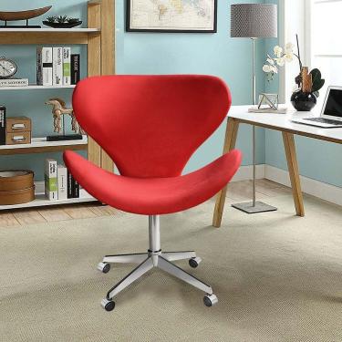 Imagem de Poltrona Isis Cadeira Giratória Pés Com Rodízio Decoração, Sala, Escritório, Recepção Vermelho