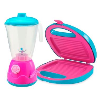Imagem de Kit Mini Brinquedo Cozinha Liquidificador E Sanduicheira