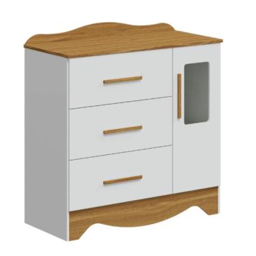Imagem de Cômoda Infantil Clara Peroba Em 100% Mdf Branco Com Amêndoa Branco Amêndoa
