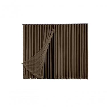 Imagem de Cortina Microfibra Com Voil 4,00x2,80 Para Trilho Suíço marrom-escuro