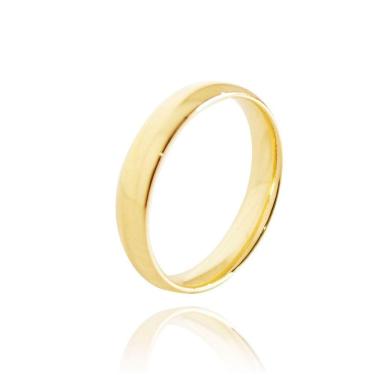 Imagem de Aliança Clássica Meia Cana Semijoia Banho De Ouro 18k Anatômica 4 Mm