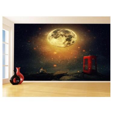 Imagem de Papel De Parede Céu Lua Luz Cabine Telefônica 3,5M Nsk120 - Você Decor