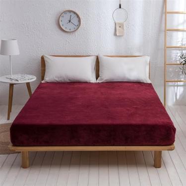 Imagem de 1 lençol de flanela luxuoso, supermacio, confortável, confortável, com bolso profundo para colchão (B, Queen)
